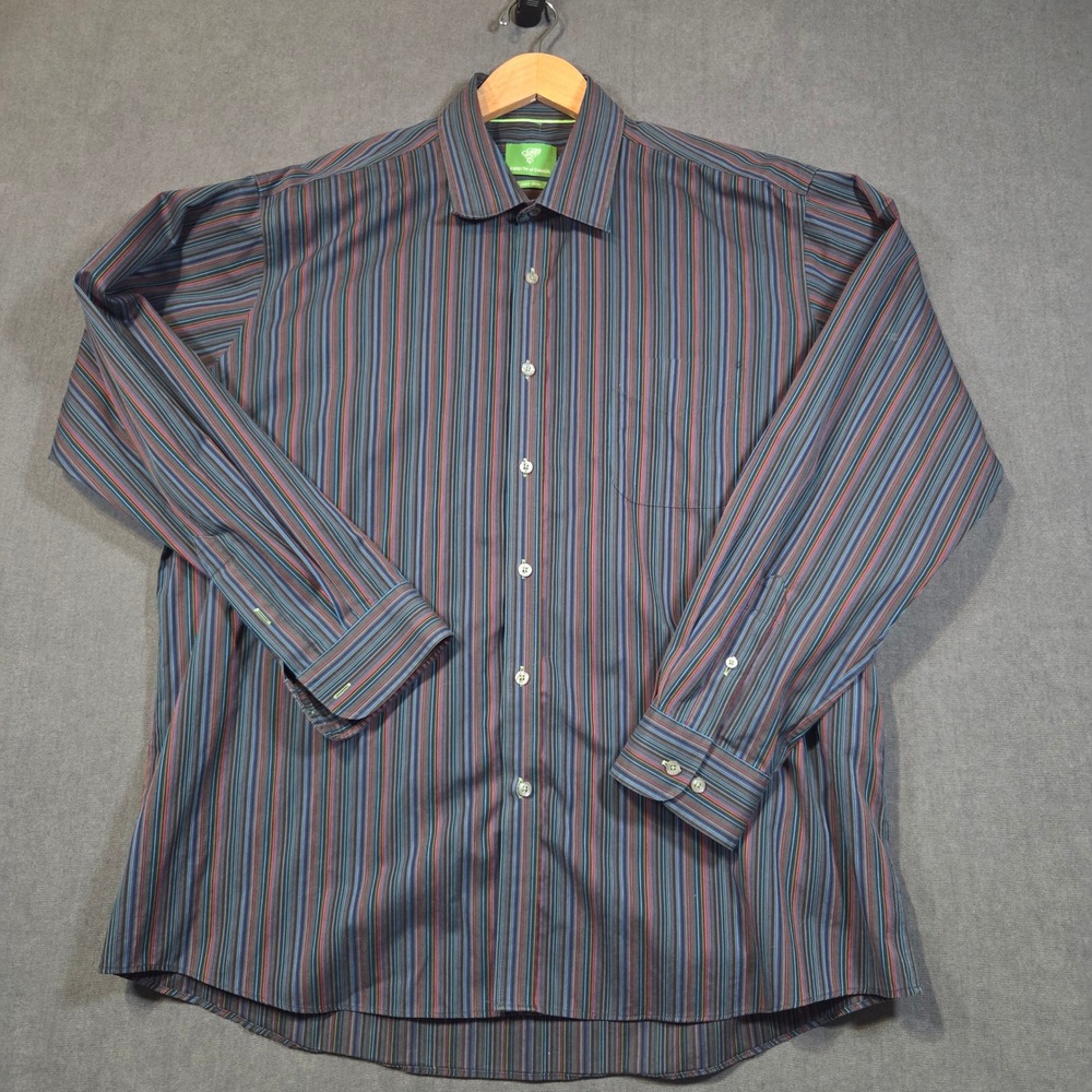 Forsyth of Canada Button Down Mens 2XL Multi Color Striped Non Iron Long Sleeve